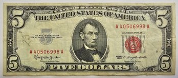 Series Of 1963 $5.00 Bill RED SEAL