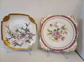 Two Vintage Floral Plates, One Tuscan English Bone China