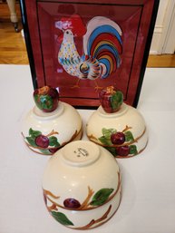 Rooster Plate By Messa Plus 6 Bowls And Matching