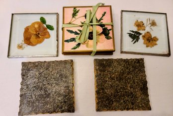 Grouping Of Pressed Flowers /stone Coasters And More...