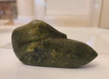 Green Semi Precious Stone Carved In The Shape Of A Bird /Duck?