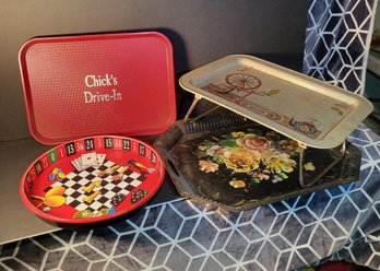 Vintage Serving Trays.  3 Metal...and ...CHICK's Drive IN.  - - - - - - - - - - - - - - - Loc:GS1