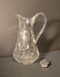 Heavy Weight Cut Glass Pitcher.    -        -             -        -         -        - Loc:GS4