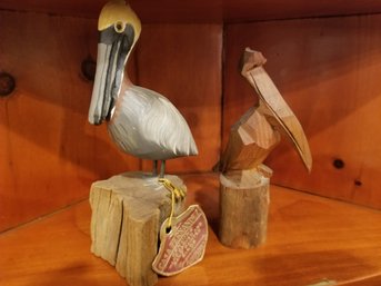 Handmade Vintage Carved Wooden Pelicans - Including Casa Fernandez