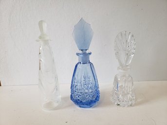 Trio Of Crystal Perfume Bottles