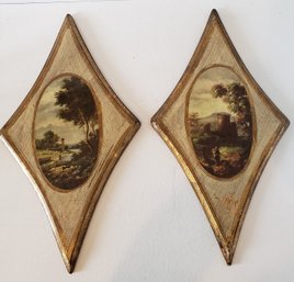 Pair Of Scenes Of Italy Painted On Wood