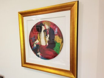 Linda Le Kinff, Two Lovers, Circa 1990 In Beautiful Large Gold Frame Signed Serigraph