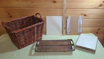 A Sturdy Basket With Acrylic Frames And A Wooden Tray, What Will You Display?!