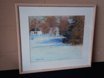 Ralph Della Volpe Signed Pastel Winter Scene