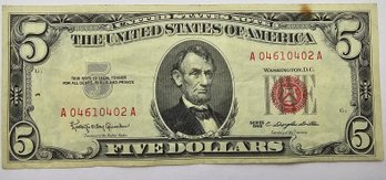 Series Of 1963 $5.00 Bill RED SEAL