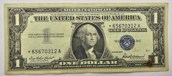 STAR NOTE Series Of 1957 $1.00 Bill BLUE SEAL Seriel # *65670312A