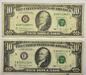 (2) Series Of 1990 $10.00 Bills