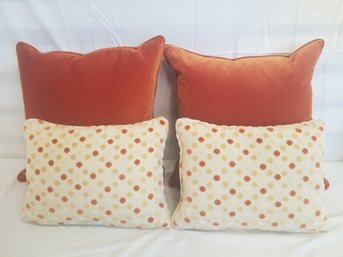 Burnt Orange & Polka Dot Throw Pillows