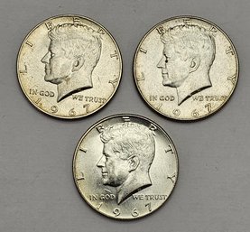 (3) 1967 Kennedy Half Dollars SILVER