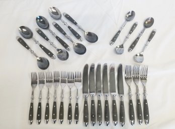 Hampton Forge Bistro Black Stainless 27 Piece Flatware Set - Incomplete