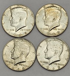 (4) 1966,1967,1968,1969 Kennedy Half Dollars SILVER 40 Silver