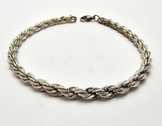 Vintage Sterling Silver 9 Inch DIAMOND CUT Rope Bracelet