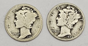 1923 & 1929 Mercury Dimes Silver