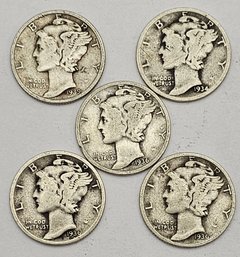 5 Mercury Dimes SILVER