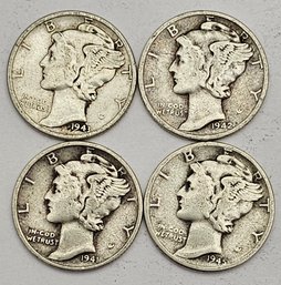 4 Mercury Dimes SILVER