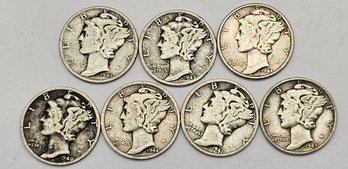 7 Mercury Dimes SILVER