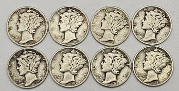 8 Silver Mercury Dimes SILVER