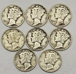 8 Mercury Dimes SILVER