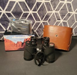 Vintage Bushnell Binoculars Leather Case And 2 Camera Group.   -      - -  - - - - - - - - Loc:GS1 Yellow Bag