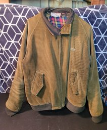 Lacoste - Vintage Artichoke Green Corduroy Jacket. Plaid Liner.   - - - - - - - - - - Left Of Lower Fridge