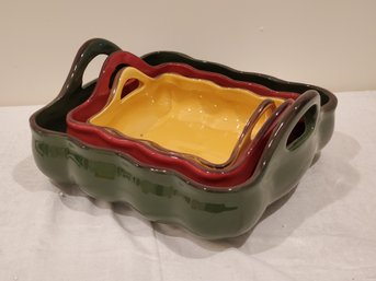 LTD Commoditities Trio Of Handled Freezer To Oven Colorful Pottery Cookware