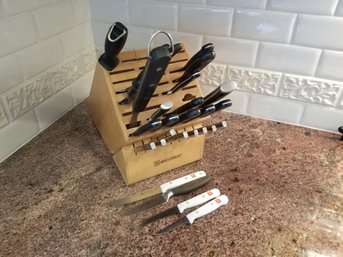 Great Set Of Wusthof Knives With Large Block Holder - Gourmet, Classic IKON