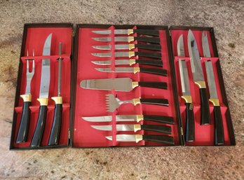 Vintage Regent Sheffield Hollow Ground 24k Gold Plated 17-piece Cutlery Set