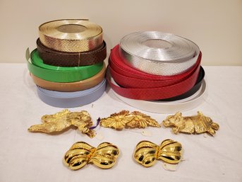 New Ladies Two Piece Brass Belt Buckles & Several Rolls Of Vinyl Belt Making Materials