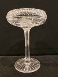 Antique Cut Crystal American Brilliant Tall Floral Etched Compote Bowl