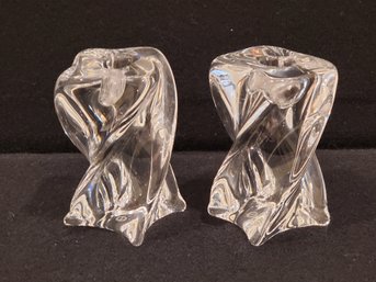 Pair St Louis France Crystal Isabelle Twisted Candlestick Candle Holders