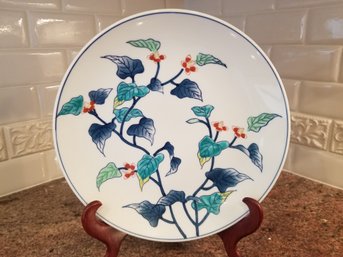 1970's Large Blue Leaf Porcelain Dish