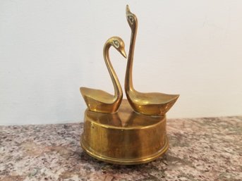 Vintage Crowning Touch Collection Dual Brass Swan Music Box Figurine