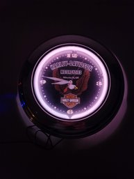 Harley Davidson Neon Clock In Working Condition
