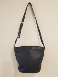 Cole Haan Navy Blue Shoulder Bag With Gold Tone Hardware