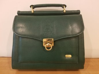 Rosaacci Forest Green Leather Top Handle Hand Bag With Shoulder Strap