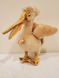 Vintage Collectible RARE 1950s STEIFF 9.5' Pelican PICCY Button & Chest Tags Mohair Stuffed GERMANY