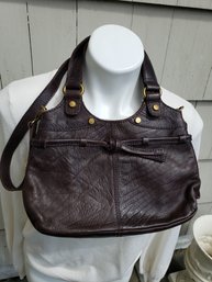 Rich Brown Leather Adjustable Strap Handbag Made In Italy