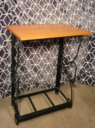 Pine Top / Metal Base Table.  Removeable Top. - - - - - - - - - -- - - - - - - -- Loc:Garage