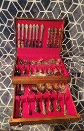 W.M. Rogers Extra Plate And Stainless Steel Flatware Set In Box.  - - - - --- - - - - - - - Loc:GS3