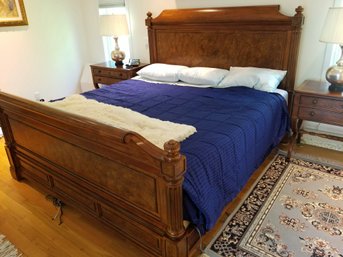 King Sized Ethan Allen Large Burlwood Sleigh Bed Headboard/footboard From The Townhouse Collection