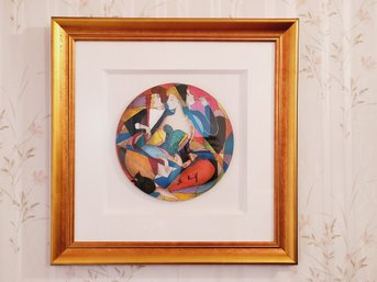 Beautiful Linda Le Kinff Signed Limited Edition Round Serigraph Framed - Entitled Vertigo