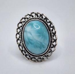 Oval Larimar Sterling Silver Ring