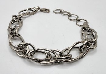 Platinum Over Sterling Double Link Bracelet With 2 Inch Extender