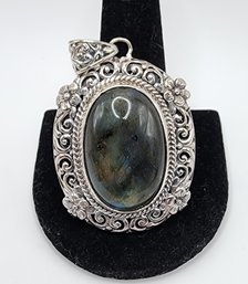 Huge Bali Labradorite Pendant In Sterling