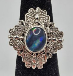 Bali, Australian Boulder Opal Triplet Ring In Sterling